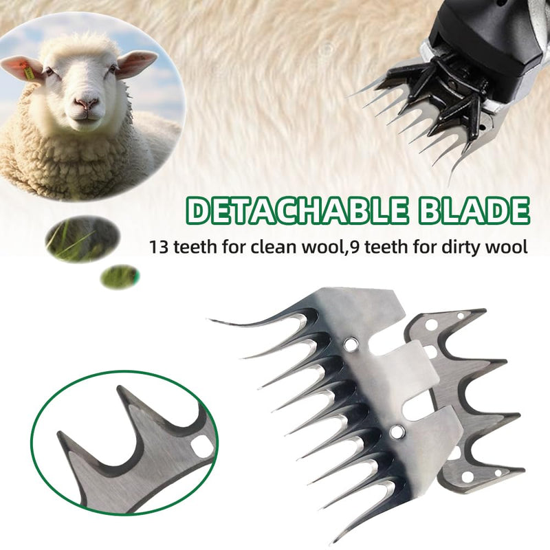 Sheep Shears Blades 9-Tooth Wool Shearing Comb and Cutter Blade Set for Alpaca Goats Wool Cutter Grooming Trimmer(9T Scimitar+Front Blade) 9T scimitar+front blade - PawsPlanet Australia