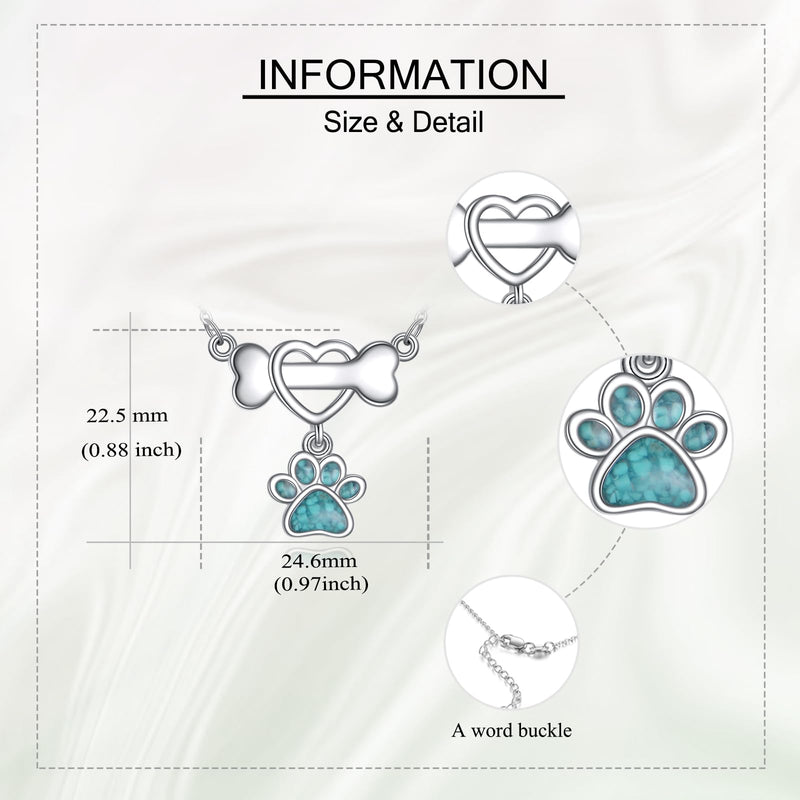 Paw Print Necklace Sterling Silver Dog Cat Paw Pendant Necklace Pet Paw Heart Jewelry Gifts for Women - PawsPlanet Australia