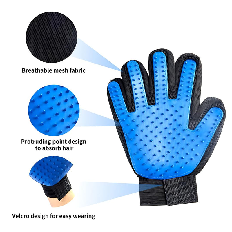 Pet Grooming Gloves for Dogs & Cats, Hair Remover Mittens, Long & Short Hair 2 x Gloves (Pink) Pink - PawsPlanet Australia