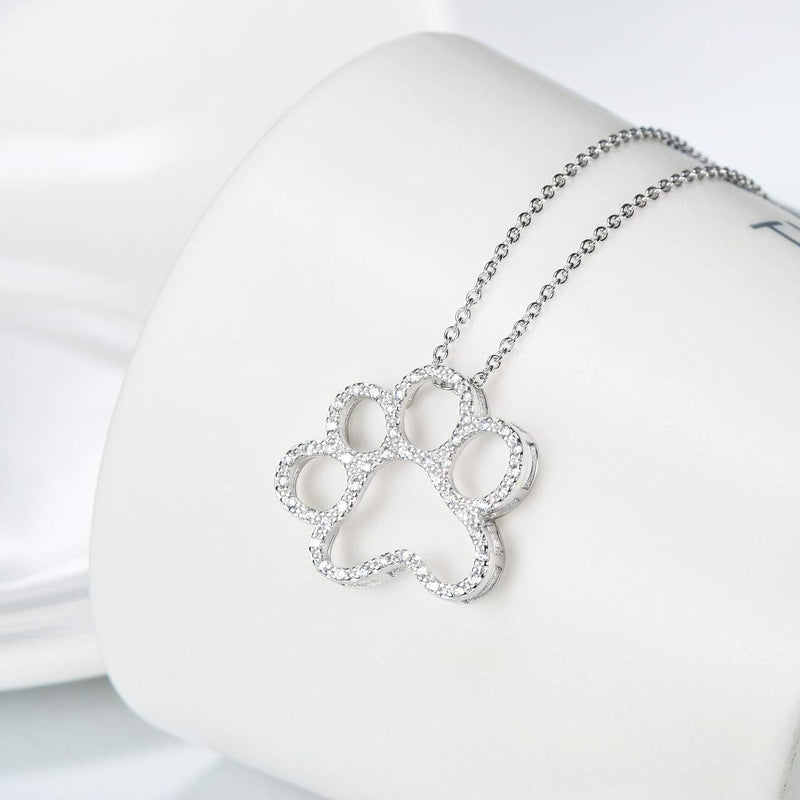 ONEFINITY Paw Print Necklace Sterling Silver Dog Paw Necklace Pet Cat Dog Paw Pendant Jewelry for Women