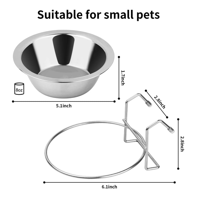 2PCS Hanging Dog Bowls for Kennel Outside or Inside, 8oz Stainless Steel Dog Crate Water Bowl No Spill, Dog feeder Food holder Puppy Bowls for Small Dog Crate,Dog Cage Dog Kennel Accessories - PawsPlanet Australia