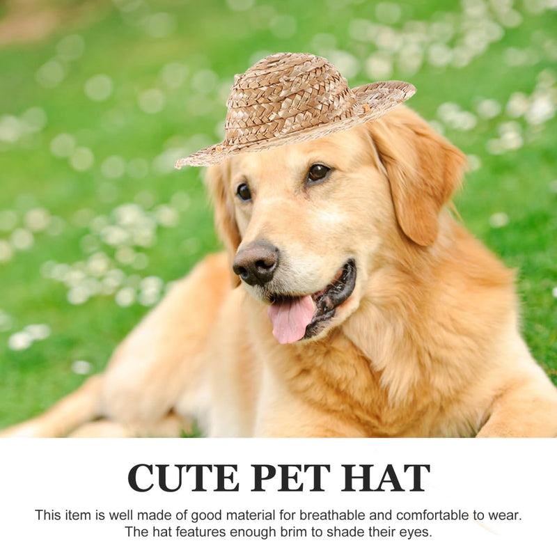 Pet Sombrero Straw Hat - Summer Hat Adjustable Hawaii Garden Sun Bucket Cap Beach Hat for Puppy Small Dogs Cats (Size L) Picture 1 - PawsPlanet Australia