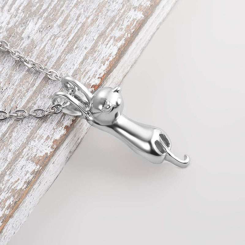 DWJSu Pet Memroial Necklace for Cremation Jewelry Ashes Dog Cat Keepsake Locket Urn Necklaces Animal Pendant Silver - PawsPlanet Australia