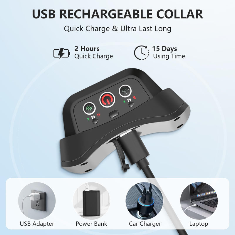 Citronella Dog Bark Collar, Anti Bark Collar with 3 Adjustable Spray & Sensitivity Level [1 Citronella Spray Refill] Automatic No Shock Dog Barking Collar for Small Medium Large Dogs, Gray Black