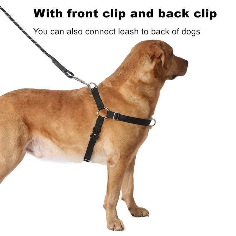 Hiado Dog Harness with Front Clip and Back Clip Easy On Metal Buckle Adjustable for Small Medium Large Dogs No Pull Heavy Duty Black