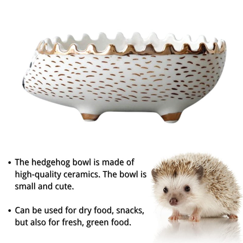 Hedgehog Bowl - Ceramic Small Animal Food Bowl Water Dish Feeder Chew Resistant Prevent Tipping for Hedgehog Hamster Sugar Glider Rat Gerbil Mice Small Animal Cage Accessories (Hedgehog Shape) Hedgehog Shape - PawsPlanet Australia