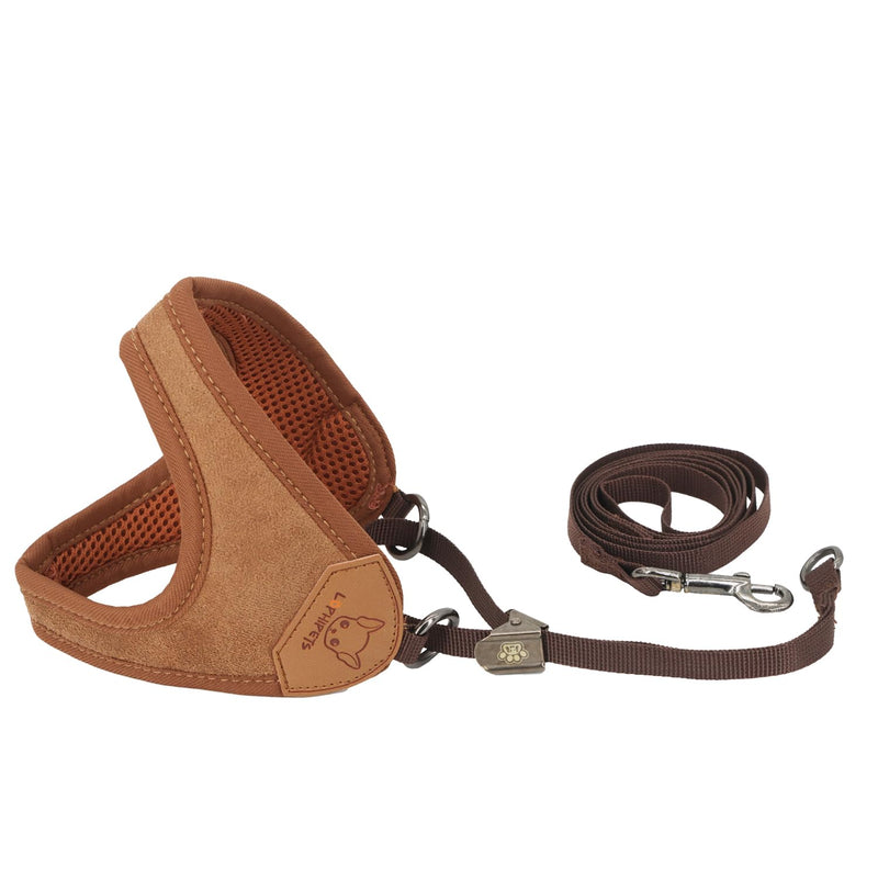 LOPHIPETS Lightweight Dog Harness with Leash Set for Small Dogs Chihuahua Yorkie Puppy Cat-Coffee/S S Coffee - PawsPlanet Australia