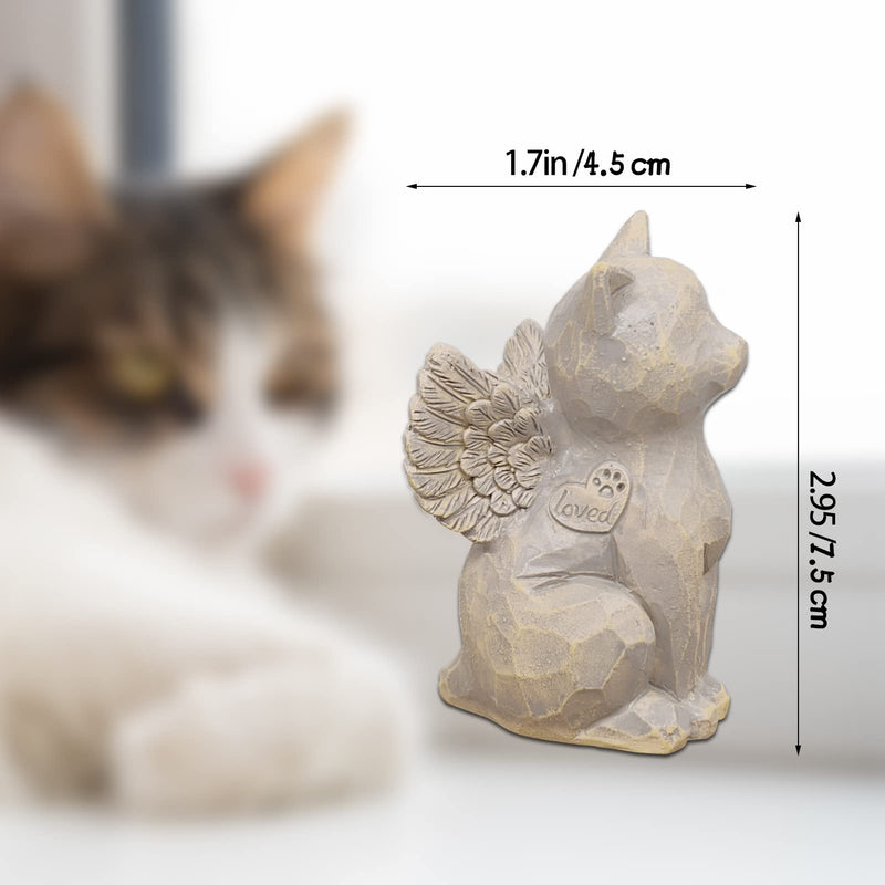 Cat Angel Memorial Figurine, Gray, Resin Sculpture for Cat Lovers, Pet Loss Gift, Hand-Painted Natural-love My Cat (Gray) - PawsPlanet Australia