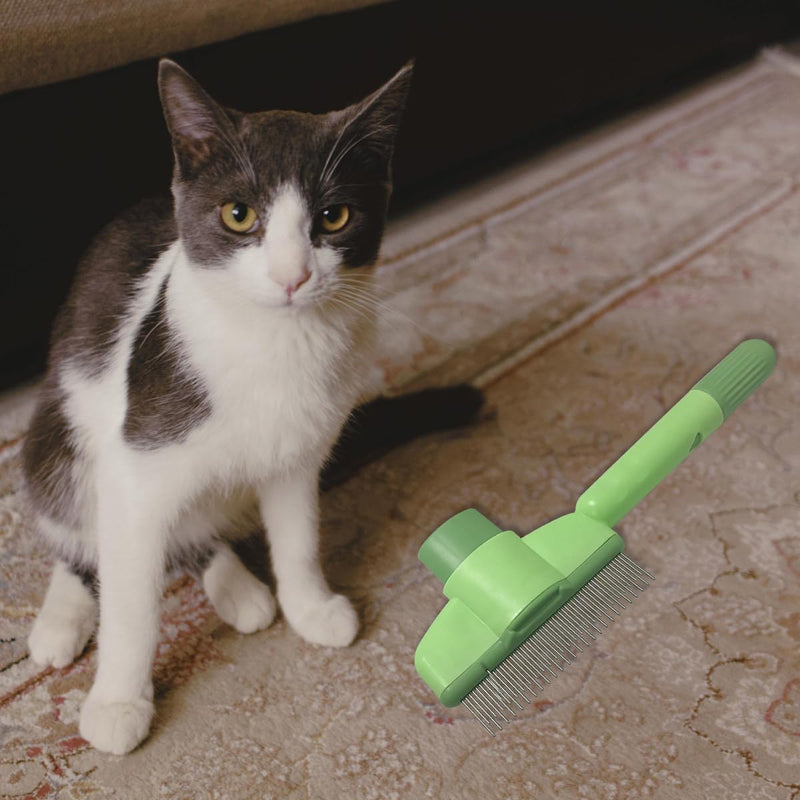 2PCS Cat Comb Dog Hair Comb，Pet Grooming Cleaning Comb，Pet Hair Removal Tool with Release Button - PawsPlanet Australia