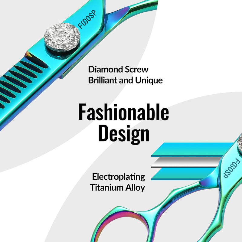 Professional Curved Thinning Shears Dog Grooming Scissors 7.5'' Blue Green Curved Chunkers Shears for Grooming Large Dogs Pet 35 Teeth Japan 440C(Curved Chunkers,Turquoise) 7.5 in Curved Chunkers Turquoise - PawsPlanet Australia