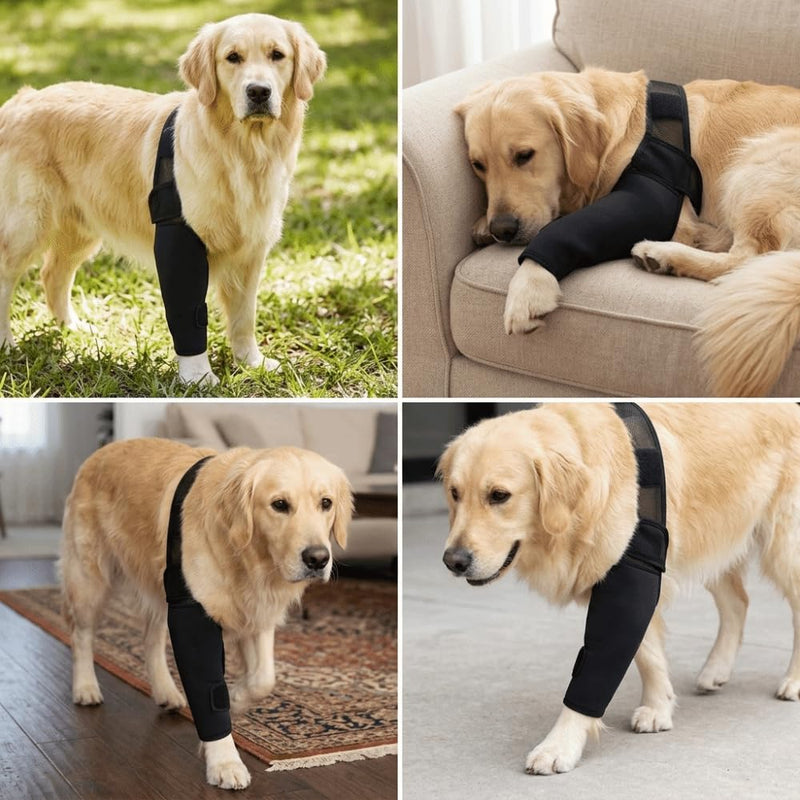 Dog Elbow Protector Pads for Small Medium Dogs – Adjustable Neoprene Brace for Joint Support, Post-Surgery Recovery, and Leg Injury Care(S) S