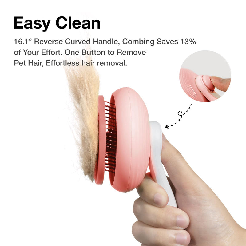 Pet Grooming Self-Cleaning Slicker Brush for Cats & Dogs, Effortlessly Removes Tangles, Loose Undercoat and Mats (Pink, 2 Pack) Pink (2 Pack) - PawsPlanet Australia