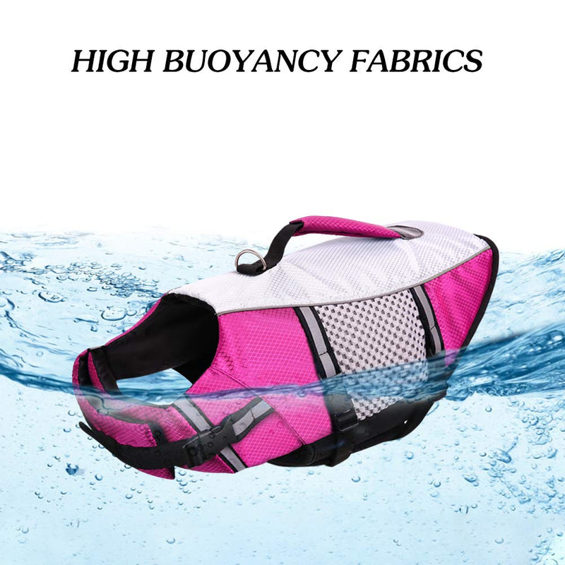 Queenmore Dog Life Jacket Swimming Vest Small Medium Dogs Neoprene Water Boating Life Preserver Lightweight Reflective Cat Puppy Kayaking Lifesaver for French Bulldog,Yorkie Terrier,Bichon(Pink,S) Pink