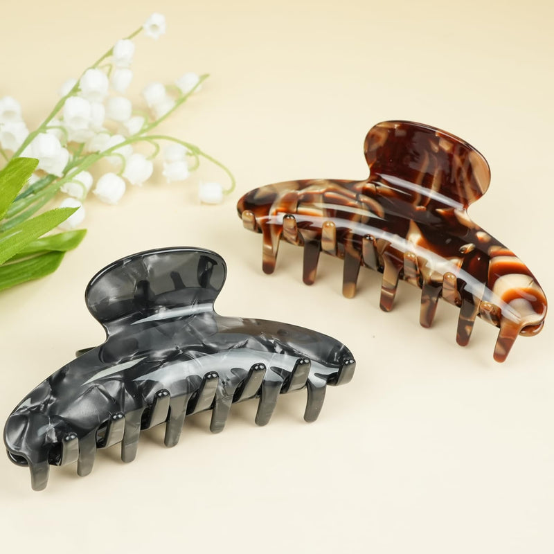 MAORULU Large Acetate Hair Claws - Premium Durable 4 Inch No-Slip Claw Clips for Thick Thin Hair | 1 Piece (Gray Marble) Gray Marble - PawsPlanet Australia