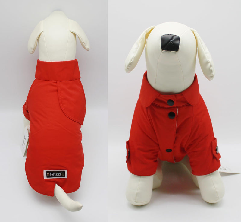 Pet Trench Coat Rain Jacket Spring Dog Clothes for Small Puppy Medium Large Dogs Cat Clothes Windproof Water Resistant - Theodore (M, Red)