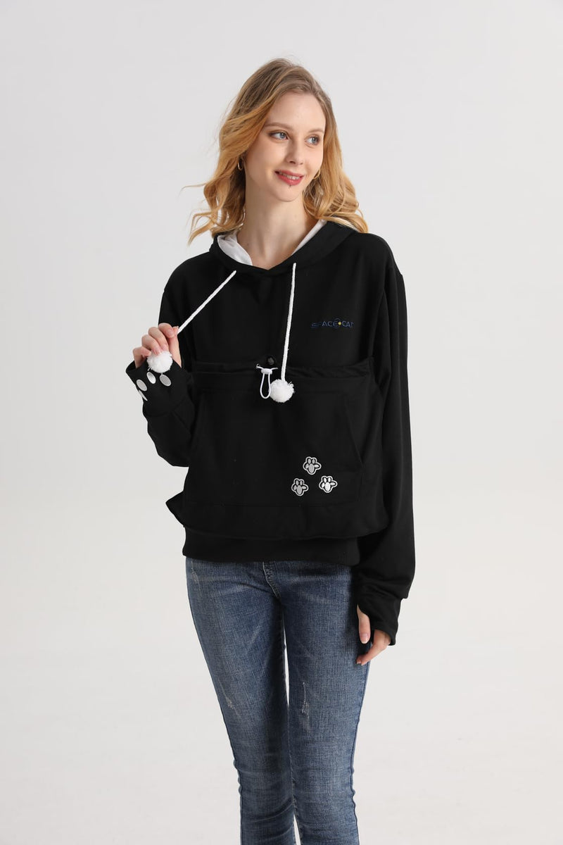 ALYC Unisex Hoodies Pet Holder Cat Dog Large Pouch Carriers Sweatshirt Cat Space Pullover Top Black 3X-Large - PawsPlanet Australia