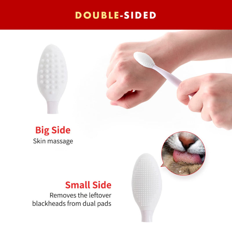 JAYU PET Hair Brush & Black Seed Pad Bundle - Cat Acne Chin Treatment, Silicone Brush, Dual-Functional Wipes, Hypoallergenic, Easy to Use, Oblong - PawsPlanet Australia