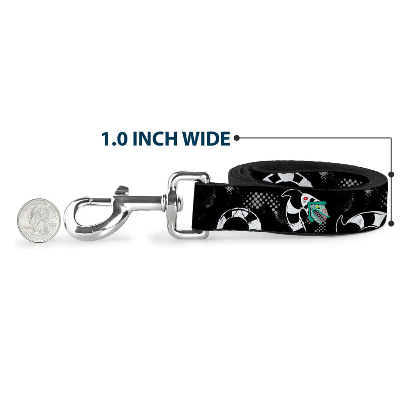 Warner Bros. Horror Movies Pet Leash, Dog Leash, Beetlejuice Sandworm Healftone Repeat Black Gray, 6 Feet Long 1.5 Inch Wide 6 Feet Long - 1.5" Wide