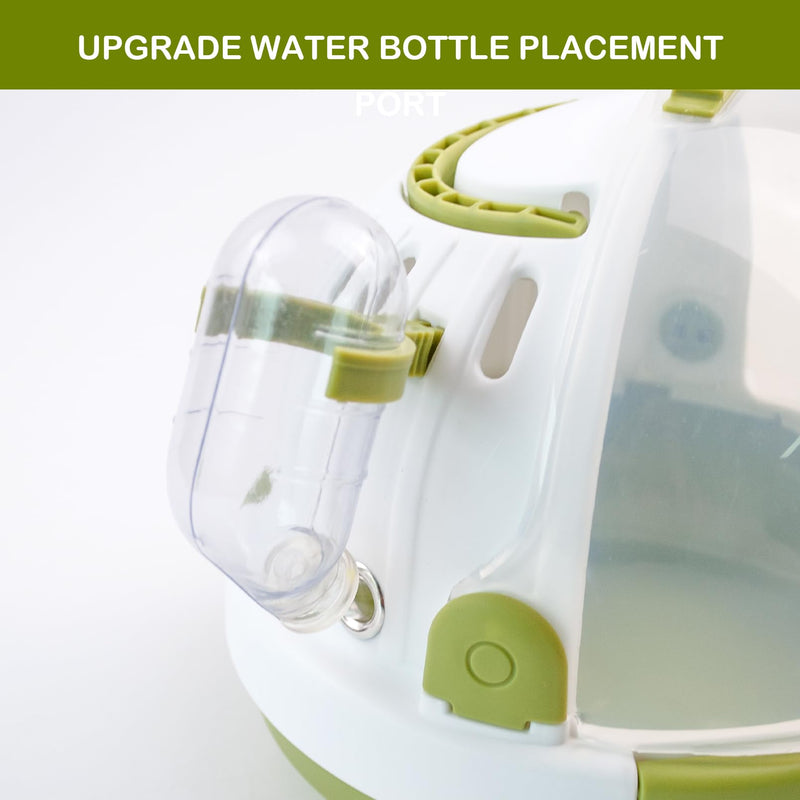 Hamster Carrier Cage with Water Bottle,Portable Dwarf Hamster Travel Carrier Plastic Guinea Pig Carrier Small Animal Breathable Outdoor Cage for Hamsters Chinchillas Hedgehog (Green) 【Green】