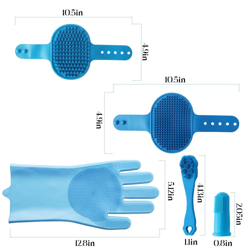 6 Pcs Pet Washing Grooming Kit,Includes Dog Washing Gloves,Dog Bath Brush,Dog Toothbrush Finger Sleeves,Cat and Dog Bathing,Supplies Silicone Material,Meet Pet Care Needs - PawsPlanet Australia