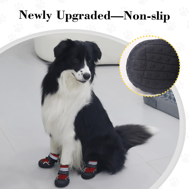 Dog Shoes for Large Dogs, Anti-Slip Waterproof Dog Boots & Paw Protectors With Full Toe Coverage Design, Dog Shoes for Hot Pavement and Winter Snow Hiking with Reflective Straps（red,4#) - PawsPlanet Australia