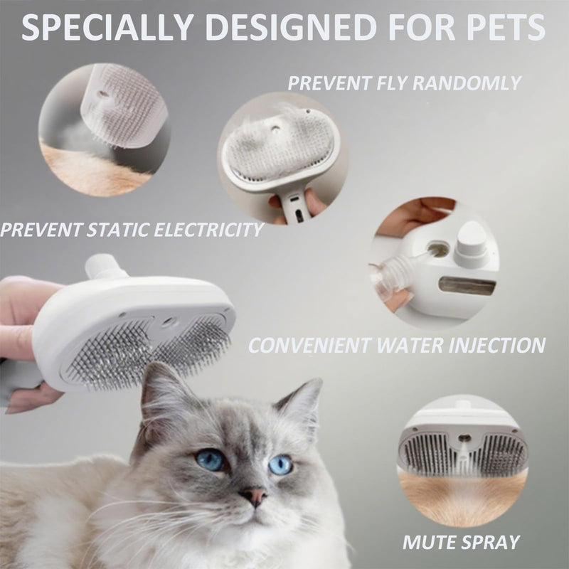 Fresh Fur Shower Brush, 3-in-1 Self-Cleaning Steamy Pet Brush for Dogs & Cats – Grooming Tool for Long & Short Hair, Removes Loose Hair and Reduces Shedding (White) White - PawsPlanet Australia