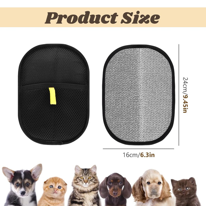 Kakalote 2pcs Pet Grooming Gloves, Pet Hair Remover Tool Cat & Dog Grooming Gloves for Shedding, Washing, Deshedding(Black) Black - PawsPlanet Australia