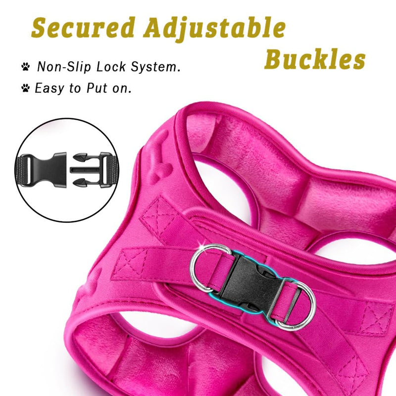 Comfort fit Step-in Dog & Puppy Harness - Comfortable All Weather Dog Vest Harness: Adjustable, Soft Padded, Easy to Put-on for Small, Medium-Sized Dogs (Plush Both Side Velvet) S (Chest 14.5"-17") Pink Plush - PawsPlanet Australia