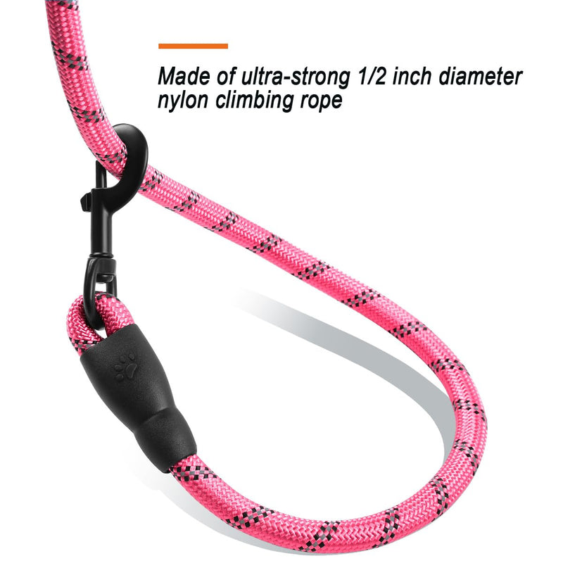 BARKBAY Dog Leashes for Large Dogs Heavy Duty Dog Leash 4/5/6 FT with Comfortable Padded Handle and Highly Reflective Threads for Medium Large Dogs Walking Training Running (5FT-1/2'',Pink) 5 Feet Pink