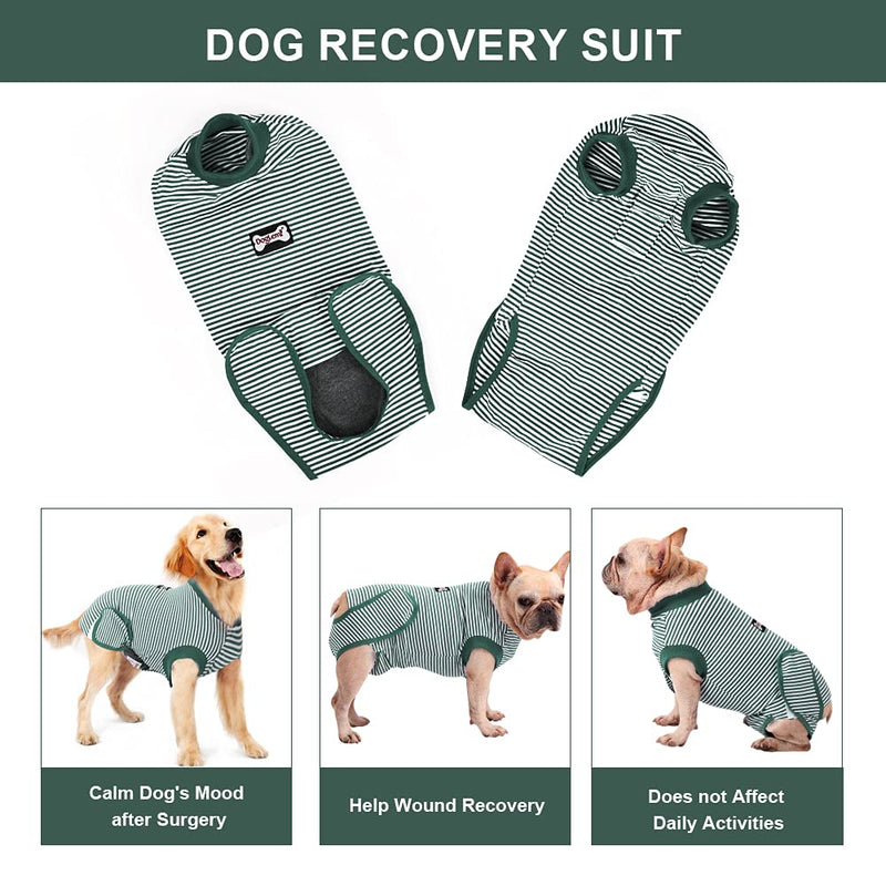 EMUST Dog Recovery Suit, After Surgery Wear for Dogs Male Female, Pet E-Collars Alternative Bandages, Professional Dog Onesie for Surgery for Abdominal Wounds, Weaning&Skin Diseases,Green Strip/XXL XXL Green Strip - PawsPlanet Australia