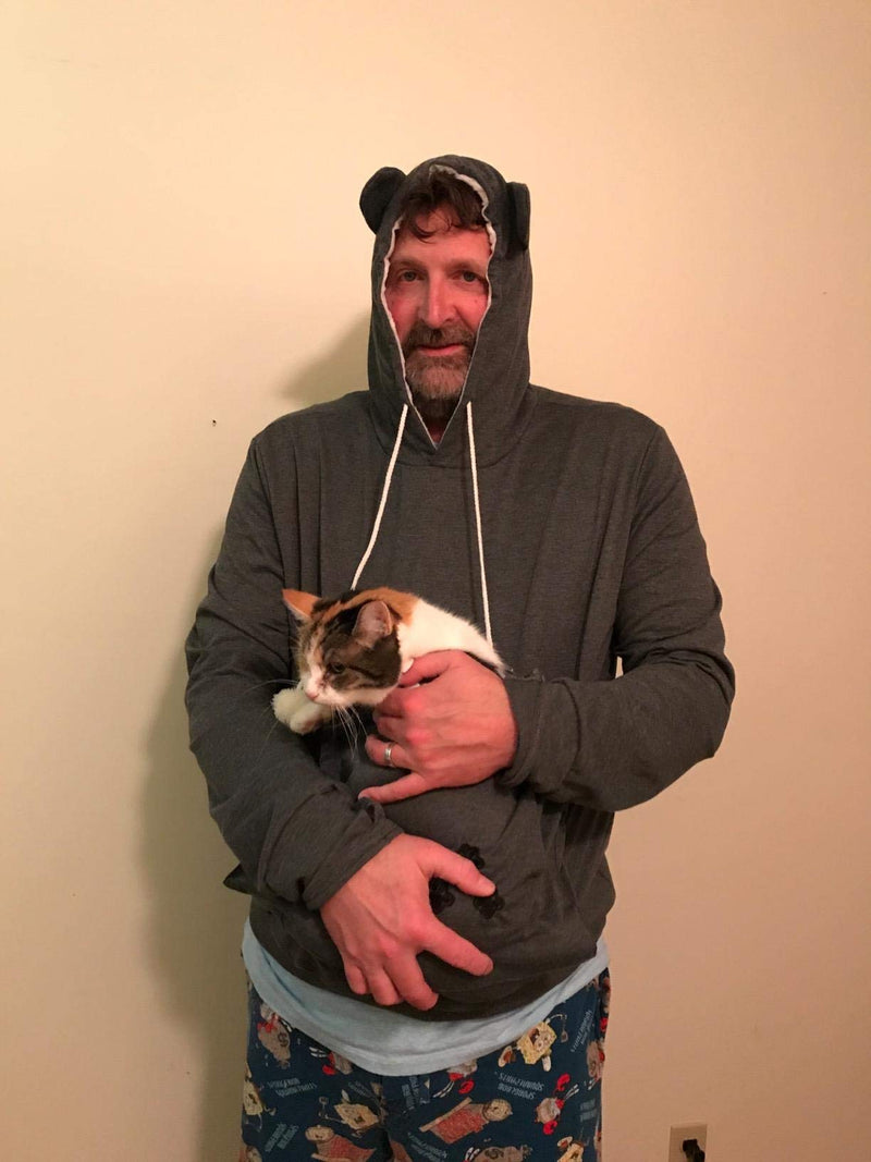 Unisex Pet Carrier Hoodie Cat Dog Pouch Holder Sweatshirt Shirt Top Small Dark Grey - PawsPlanet Australia