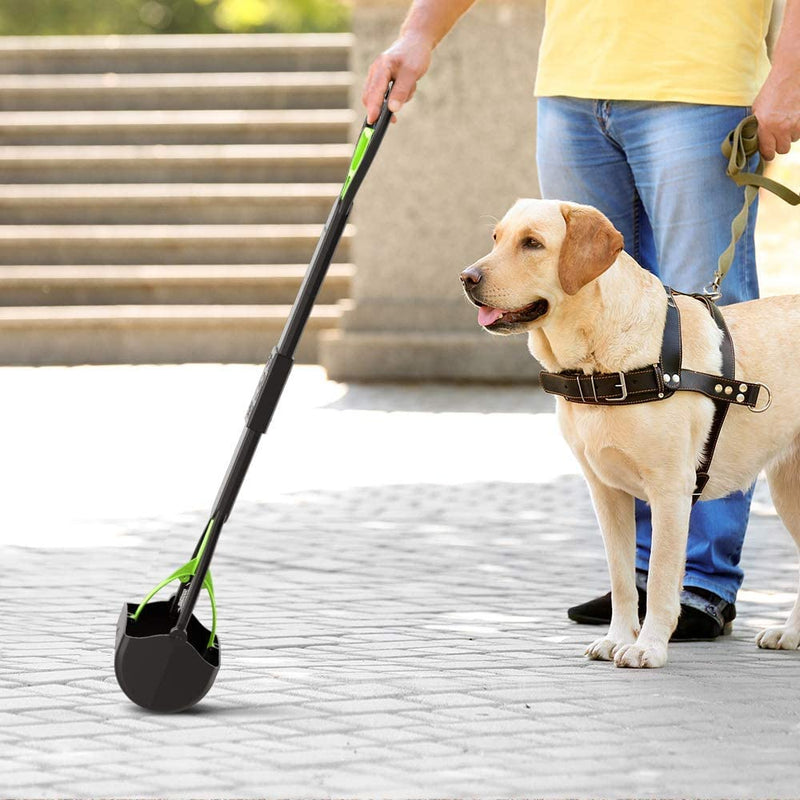 TIMINGILA Pooper Scooper 28" Long Handle Portable Pet Poop Scooper for Large and Small Dogs,High Strength Material and Durable Spring,Great for Lawns, Grass, Dirt, Gravel 28" Green