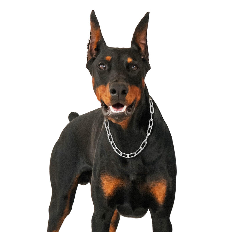 Fur Saver Silver Dog Chain Collar,Heavy Duty Chew Proof Stainless Steel Chain Dog Training Collar | No-Pull Slip Chain for Medium Large Dogs for Easy Control | 61cm (24in) 24" - PawsPlanet Australia
