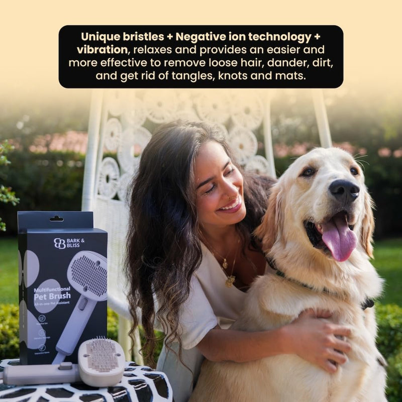 Bark&Bliss Self Cleaning Slicker Brush – Skin-Friendly Deshedding Grooming Tool for Dogs & Cats, Suitable for Shedding & Long-Haired Pets, Puppy Brush, Pet Grooming Brush, Cat Brush for Shedding - PawsPlanet Australia