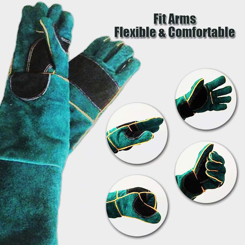 YBB Animal Handling Anti-bite/Scratch Gloves for Dog Cat Bird Parrot Pet (Green) Dark Green - PawsPlanet Australia