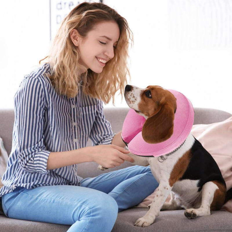 Inflatable Neck Collar for Dogs, Pink, Protective Collar, Lick Protection, Collar for After Surgery, Soft Collar Cat, Recovery Collar Adjustable
