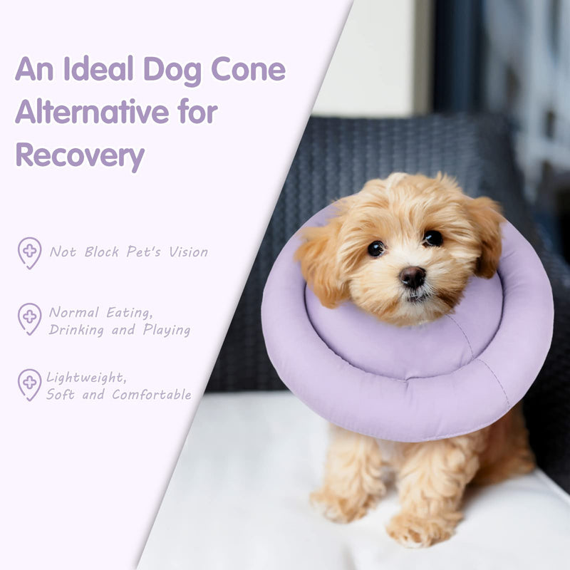 AOFITEE Dog Cone Collar Soft, Protective Dog Recovery Collar Pet Neck Donut E-Collar After Surgery, Comfy Water-Resistant Adjustable Elizabethan Collar for Cats Small Medium Dogs, Anti Licking Purple