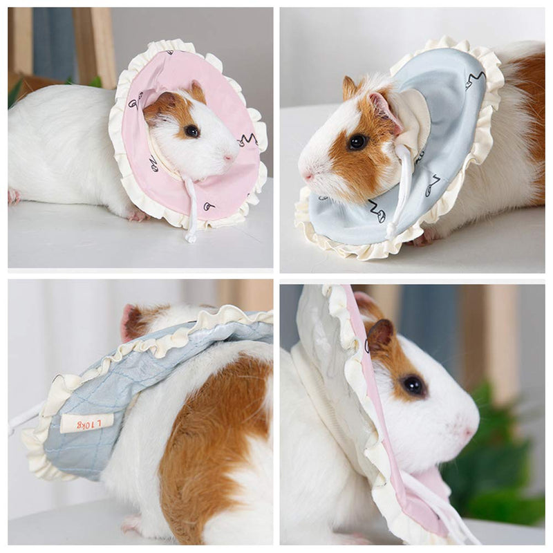 La La Pet® 2Pcs Recovery Pet Collar for Ferret Hamster Recovery Cone E-Collar Rabbit Protection Cone Guinea Pig Neck Recovery Elizabeth Collar Adjustable for Small Animal Squirrel Chinchilla, S Pink + Blue - PawsPlanet Australia