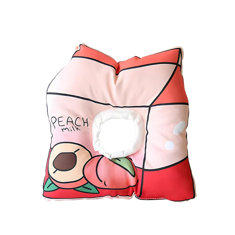 Adjustable Cat Cone Collar - Soft, Cute Recovery Collar for Kittens After Surgery Peach Fruits Box Shaped Adjustable Cat Cone Collar Elizabeth Padded Pet Neck Anti Bite Lick Comfortable (Size M) Milk Box