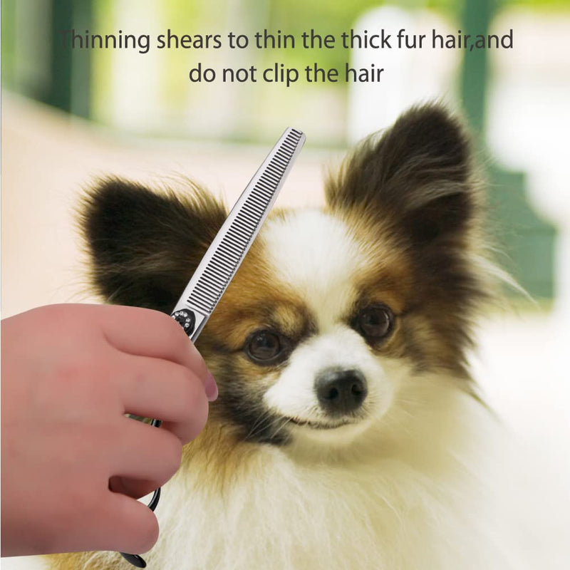 Fenice Peak 7.5'' Dog Thinning Scissors For Grooming 440C Stainless Steel Black Non-Slip Handle Sharp Blades Professional Pet Trimming Scissors for Cats Thinning Rate 35% Thinning Shear 7.5'' - PawsPlanet Australia
