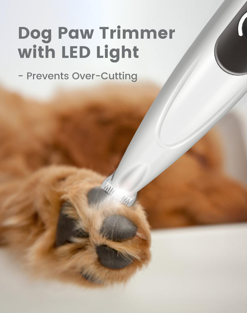 PAPMINI 2 in 1 Dog Nail Grinder and Dog Paw Trimmer, Quiet Painless Electric Dog Nail Trimmers for Large Medium Small Dogs&Cats, Cordless Clipper for Nails, Paws, Ears, Eyes, Rump&Body Grooming（White White