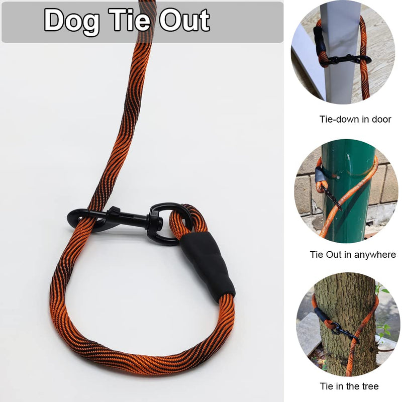 BTINESFUL Dog Tie Out, Check Cord Long Tether Rope Dog Leash, 8ft 12ft 20ft 30ft 50ft 75ft Yard Training Dog Lead - Large Medium Small Dogs Outdoor Playing, Camping, or Backyard (12ft, Orange Black) 12 Foot - PawsPlanet Australia