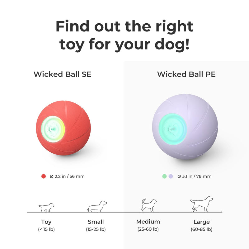 Cheerble [Enhanced Rubber Version] Smart Interactive Dog Toy Ball, Wicked Ball SE, Automatic Moving Bouncing Rotating Dog Ball with 3 Interactive Modes, Active Rolling Dog Ball for Small Dogs - PawsPlanet Australia