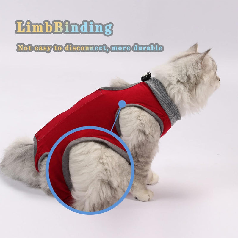 Cat Body After Surgery Castration Pet Medical Surgical Shirt Surgery Recovery Suits for Cats Style: red l