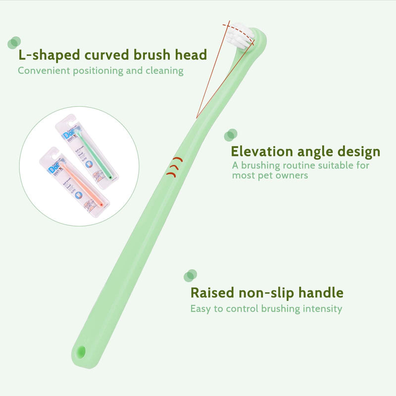2 Pack Dog Toothbrush Pet Toothbrush Cat Tooth Brush Puppy Toothbrush Mini Head Soft Dog Tooth Brush Deep Clean Kit, Portable Travel Friendly and Easy to Use for Puppy, Kitten, Small Dog & Cat Green + Pink - PawsPlanet Australia