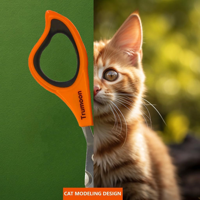 Trumoon Easy Cat Claw Trimmers with Circular Guard- Avoid Over Cutting Meow Nail Clippers for Cats Who Like to Struggle - Professional Grooming Tool for Kitten Cat 2mm-orange - PawsPlanet Australia