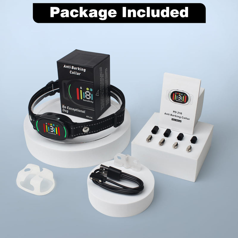 PetJoy Smart Bark Collar, Anti Bark Collar with Optional Shock, Dog Bark Collar for Small Medium Large Dogs - Vibration or Shock Mode 2 in 1 (3 Sensitivity Levels) Black - PawsPlanet Australia