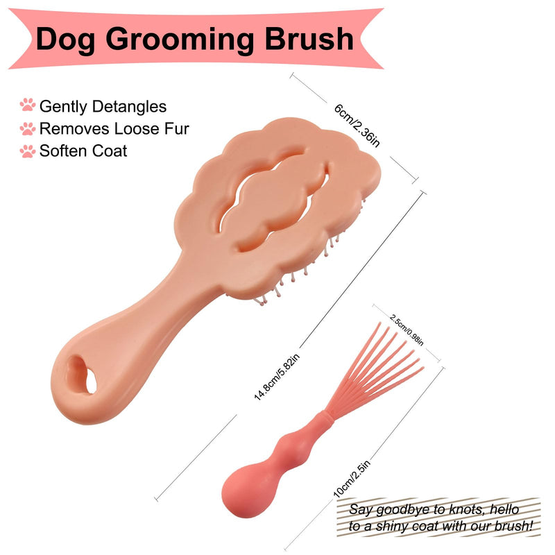 Cloud-Shaped Soft Bristle Puppy Brush for Small Dogs - Yorkie, Shih Tzu, Maltese, and Toy Poodles Grooming Tool with Detachable Lint Comb and Gift Box （Pink） Pink - PawsPlanet Australia