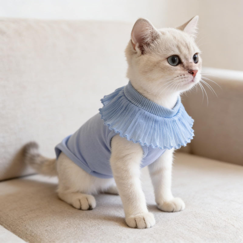 ifundom Blue Cat Post-Surgery Onesie Made of Breathable Modal Fabric with Elastic Material Lightweight and Comfortable Surgical Recovery Suit for Cats and Kittens