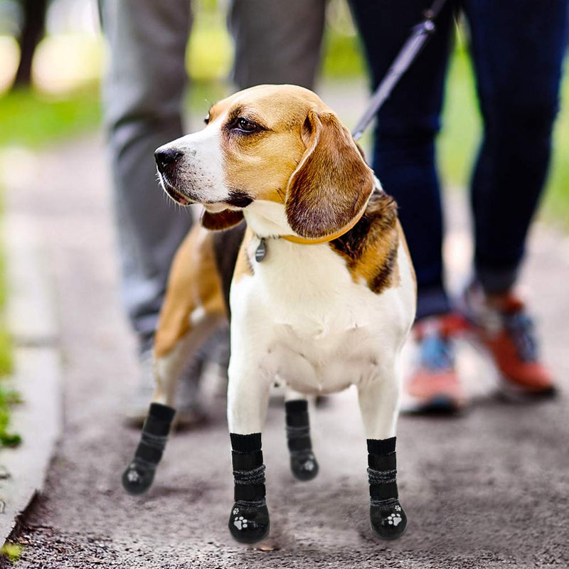 KOOLTAIL Dog Socks Anti-Slip Dog Boots with Straps Traction Control, Paw Protection Sets for Indoor Hardwood Floors & Outdoor, Fits Small Medium Large Dogs Medium (Pair of 2) Grey